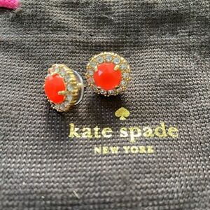 Kate Spade Coral and Gold Stud Earrings